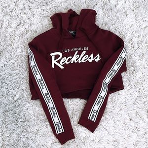 Reckless Maroon Cropped Hoodie